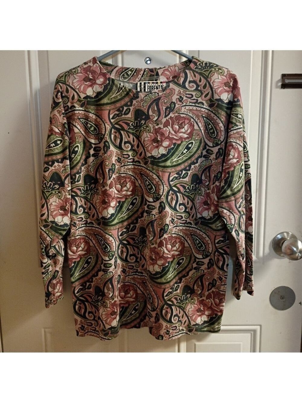 🆓 Free W/Purchase Vintage Forenza Floral Paisley Long Sleeve Top Medium